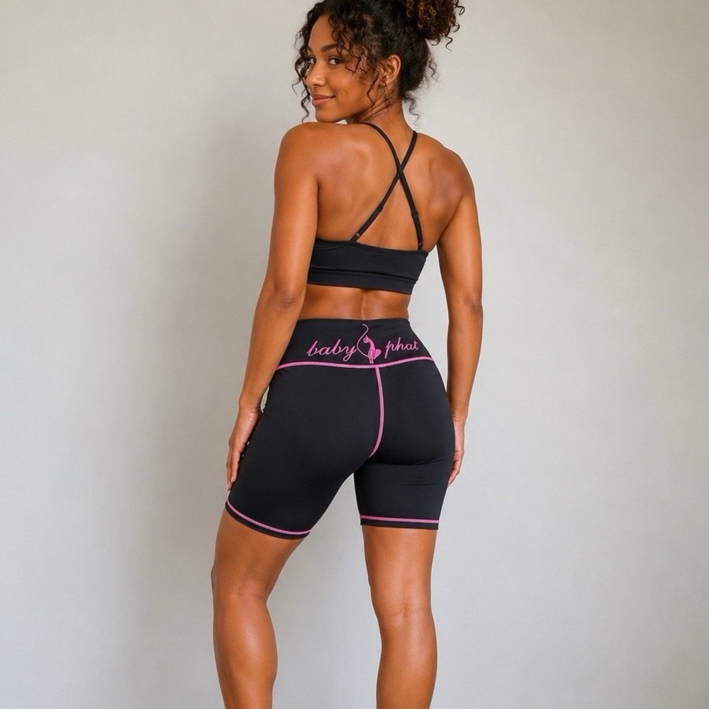 Baby Phat Black Biker Shorts with Pink Trim